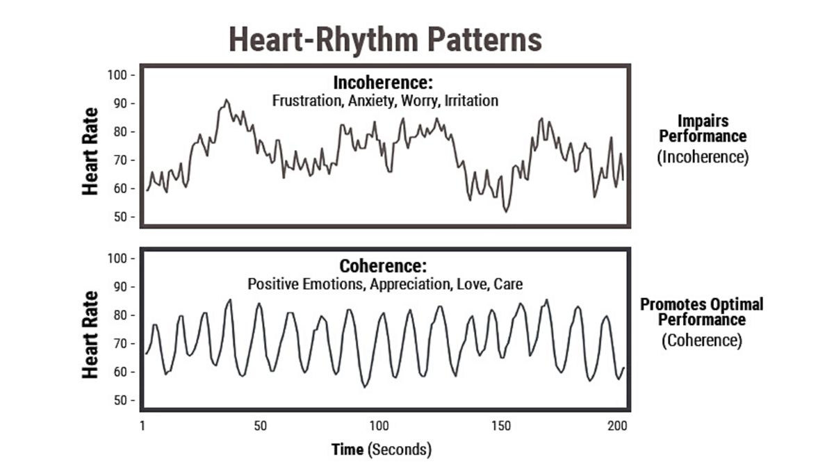 Il ritmo cardiaco in coerenza (fonte HeartMath Institute)