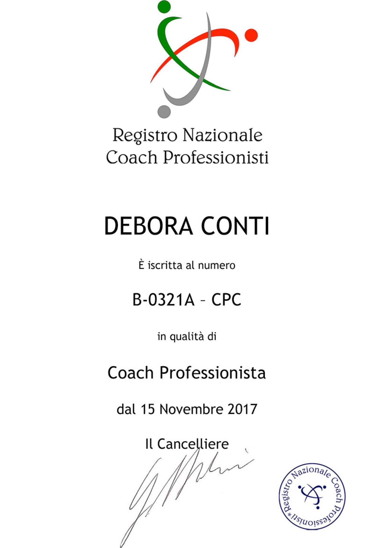 Registro Nazionale Coach Professionisti - Italia - Debora Conti